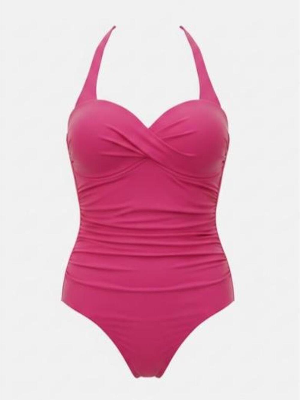 Anna Cole Hot pink strapless one piece swimsuit with adjustable straps. Size: 12